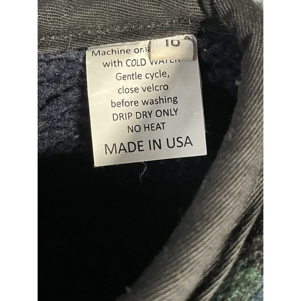Foggy Mountain Dog Coat Fleece Size 10 Green Blue‎ Plaid Warmer Accessory
